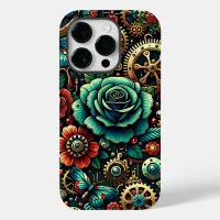 Beautiful Steampunk Themed Gears and Roses Case-Mate iPhone 14 Pro Case