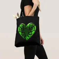 Filigree Goth Green Heart Tote Bag