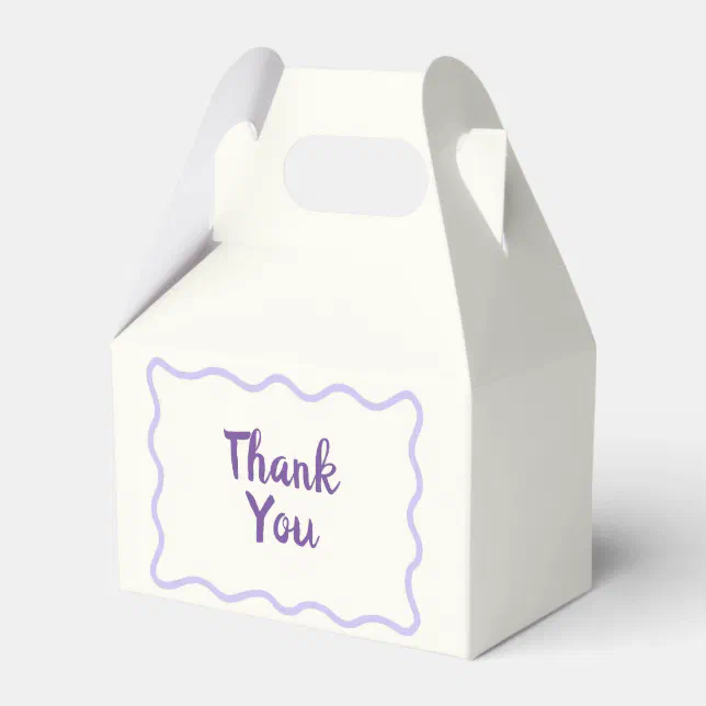 Fun Wavy Border Handwritten Lavender Thank You Favor Boxes