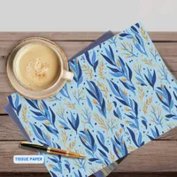 Happy Hanukkah Light Blue Floral Tissue Paper