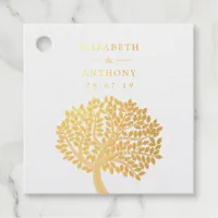Gold Watercolor Tree Wedding Foil Favor Tags