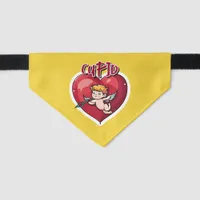 Cute Cupid and Heart on Yellow Background Pet Bandana Collar