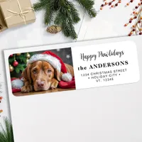 Dog Christmas Modern Custom Photo Return Address Label