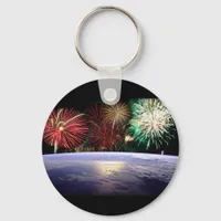 World and Fireworks Keychain