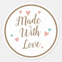 Elegant Script Made with Love Cake Business Bakery Classic Round Sticker