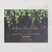 Rustic Eucalyptus Greenery Wedding Save The Date Announcement Postcard