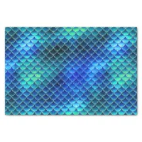 Mermaid Scales Pattern Blue ID600 Tissue Paper