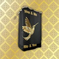 Gold Hummingbird with monogram | Shower Curtain