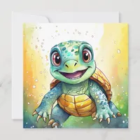 Adorable Chibi Sea Turtle Under the Sea 