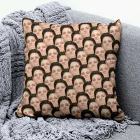 Personalized Funny Overlapping Face Photo Accent Throw Pillow