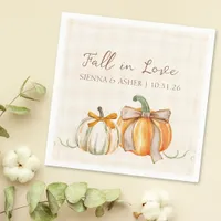 "Fall in Love" Rustic Autumn Engagement & Wedding Napkins