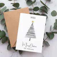 Black white tree simple boho Christmas Holiday Card