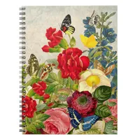 Vintage Flower Bouquet with Butterflies Notebook