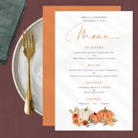 PAPER Orange Pumpkins Fall Florals Wedding Menu