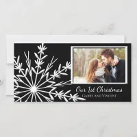 Black and White Snowflake First Christmas Together Holiday Card