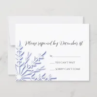 Blue Snowflake on White Winter Wedding RSVP
