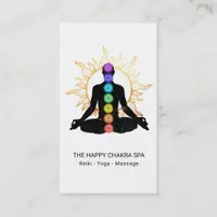 *~* Chakra Healing Meditation Lotus Pose Man Sun Business Card