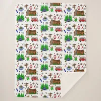Camping or Midwest Themed  Happy Camper  Sherpa Blanket