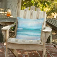 Pretty Blue Ocean Waves and Sea Glass  Outdoor Pillow