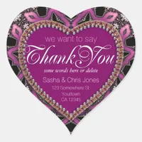 Steampunk Sassy Pink Thank You Love Heart Stickers