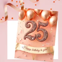 Elegant Blush and Rose Gold 25th Birthday Postcard