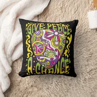 Groovy Give Peace A Chance Throw Pillow