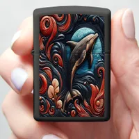 Artistic Dolphin Swirl Design Zippo Lighter