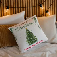 Merry Christmas Gold Modern Custom Family Throw Pillow