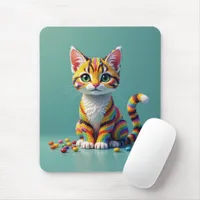 Cute Colorful Margay Candy Cat Mouse Pad
