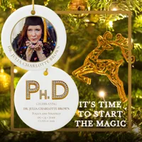 PhD Degree Doctorate Keepsake Gift Christmas Photo Ceramic Ornament