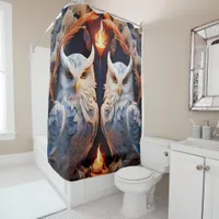 Pets & Wild Animal Portraits on a blue and red Shower Curtain