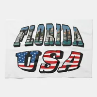 Florida Picture and USA Flag Text Kitchen Towel