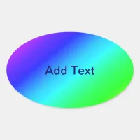 Diagonal Rainbow Gradient Blue to Green Oval Sticker