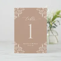 Elegant Taupe Beige 5x7 Wedding Table Numbers