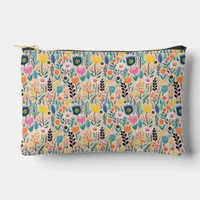 Simple Floral Modern Folk Art Illustration Small Accessory Pouch
