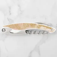 *~* Blush Pink Gold Glitter Vintage Waiter's Corkscrew