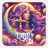 Horoscope Sign Libra Zodiac Ethereal Mystical Art Square Sticker