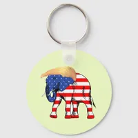 Trump Bad Hair Elephant Button Keychain, ZSSG Keychain