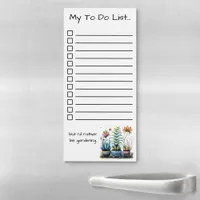 I'd Rather Be Gardening ToDo List Whimsical Flower Magnetic Notepad