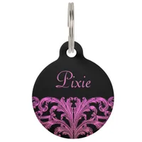 Vintage Romantic Goth in Pink & Black Personalized Pet ID Tag