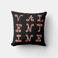 Curly Text Black Modern Romantic Valentines Day Throw Pillow