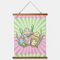 Sunburst Pop Art Retro Mushrooms Hanging Tapestry