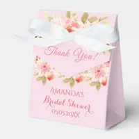 Bridal shower pink floral thank you favor boxes