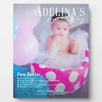 Fun Facts Baby's 1st Birthday Magazine Cover Style Plaque