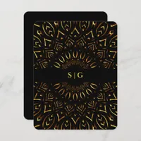 Elegant modern classic  black and gold  RSVP card