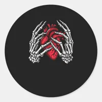 Skeleton Hands Holding Heart Halloween Costume  Classic Round Sticker