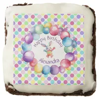 Cute Colorful Watercolor Bunny and Polka Dots Brownie