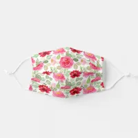 Cute Pink And Red Watercolor Roses Floral Adult Cloth Face Mask