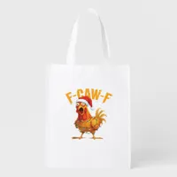 F-Caw-F Christmas Funny Chicken Christmas Essentia Grocery Bag