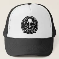 Gamer Alien with Controller and Headphones Trucker Hat